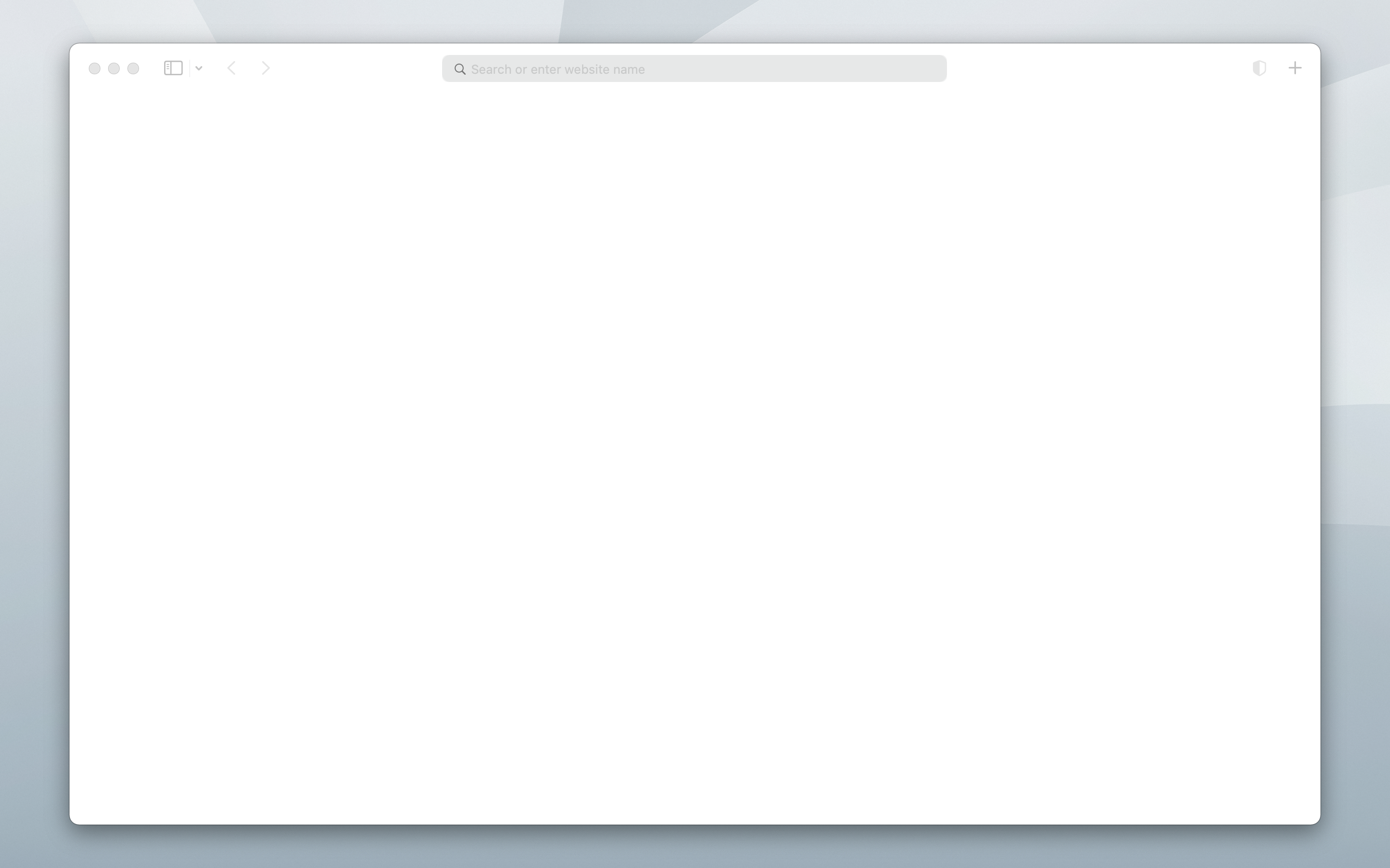 A screenshot of my Safari space with a blank start
  screen, showing how minimal my desktop is.